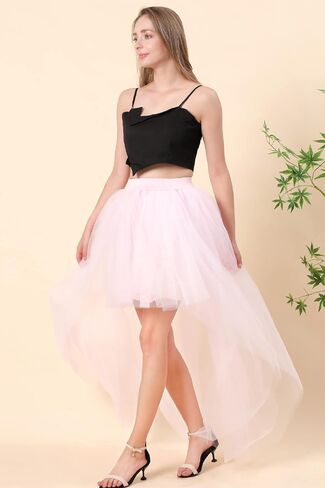 Women's High Low Tutu Dovetail Skirts Overlay Long Tulle Maxi Skirt Girls Hi-Lo Steampunk Skirt for Party Wedding Prom in Saudi Arabia