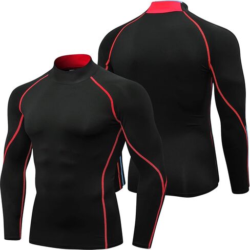 SPVISE 1 or 2 Pack Men's Compression Shirts Long Sleeve Athletic Workout T-Shirt Tops Cool Dry Sports Base Layer Undershirts in Kuwait