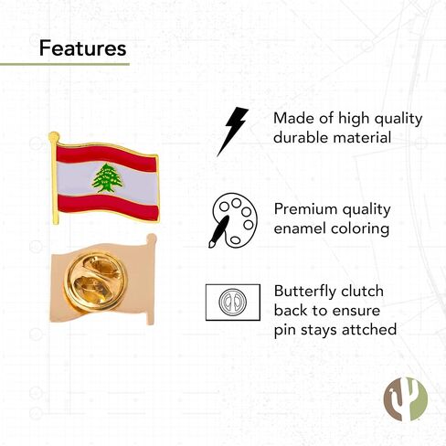 شعار دولة لبنان التلبيب دبوس المينا مصنوعة من المعدن تذكارية قبعة الرجال النساء الوطنية (مرفوع علم التلبيب دبوس ) in Kuwait