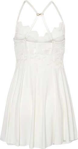 Coquette womens Lace & Microfibrer Babydoll Set (Black Or White) in Kuwait