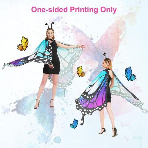 Butterfly Wings Costume for Women Fairy Wings Adult Halloween Costumes Butterfly Cape with Mask and Headband in Kuwait
