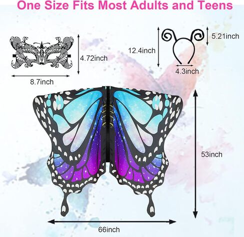 Butterfly Wings Costume for Women Fairy Wings Adult Halloween Costumes Butterfly Cape with Mask and Headband in Kuwait