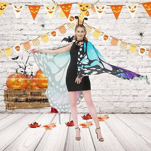 Butterfly Wings Costume for Women Fairy Wings Adult Halloween Costumes Butterfly Cape with Mask and Headband in Kuwait