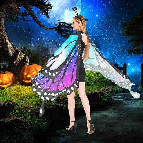 Butterfly Wings Costume for Women Fairy Wings Adult Halloween Costumes Butterfly Cape with Mask and Headband in Kuwait