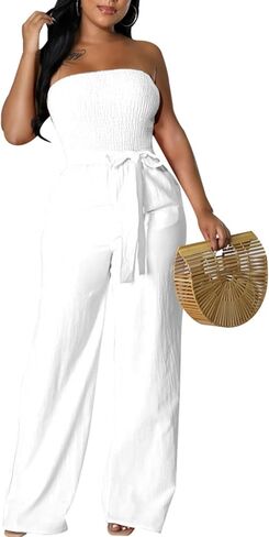 بذلة صيفية كاجوال من LightlyKiss للسيدات بحزام سباغيتي وساق واسعة وسراويل طويلة فضفاضة مناسبة in Kuwait