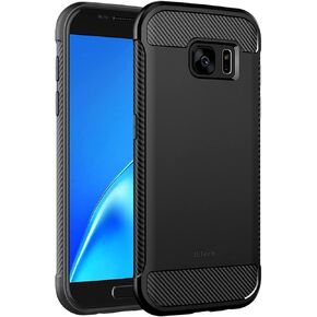 JETech Slim Fit Case for Samsung Galaxy S7 5.1-Inch, Thin Phone Cover with Shock-Absorption and Carbon Fiber Design (Black)