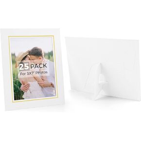 AUEAR, 25 Pack 5X7 Paper Picture Frames with Holder, Cardboard Photo Frames Easels for DIY, Classroom Crafts, (Black with Silver Lining)