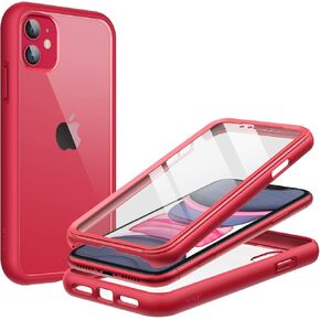 JETech Case for iPhone 11 6.1 Inch with Built-in Screen Protector Anti-Scratch, 360 Degree Full Body Rugged Phone Cover Clear Back (Black)