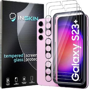 Inskin Screen Protector for Samsung Galaxy S23 Plus 5G (6.6 inch, 2023) - Ultimate 3+3 Tempered Glass Set with Camera Lens Guard and Auto Alignment Tray - Ultra HD, Case Compatible in Saudi Arabia