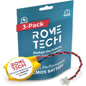 بطارية Rome Tech RTC CMOS لجهاز Dell Latitude 2110 Dell Latitude 2120 Dell Latitude E5440 Dell Latitude E5450 Dell Latitude E5540 - بطارية احتياطية للكمبيوتر المحمول CMOS BIOS CR2032 مع سلكين دبوس (حزمة واحدة) in Kuwait