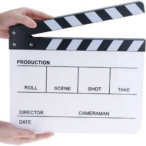 Hilitchi Acrylic Clapper Board Wooden Film Movie Clapboard Cut Action Scene Clapper Board Plastic Slate 25x30cm/10x12" in Saudi Arabia