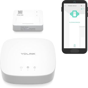 YoLink LoRa Smart Vibration Sensor & Hub Starter Kit: Hub & Smart Shock, Glass Break, Tamper, Movement Detector, Generator Running, Email/SMS/Push Alerts, 1/4 Mile Open Air Range, Alexa, IFTTT