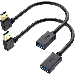 كيبل تمديد USB بزاوية قائمة من في سي زد اتش اس، كيبل وصلة USB 3.0 قصير بطول 1 قدم بزاوية قائمة 90 درجة USB 3.0 ذكر الى انثى بزاوية يسرى ويمنى واحد لكل منهما in Kuwait