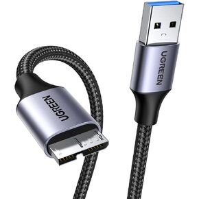 كابل UGREEN Micro USB 3.0، كابل USB 3.0 A إلى Micro B سلك قرص صلب خارجي مجدول من النايلون متوافق مع Samsung Galaxy S5، Note 3/Pro 12.2، Western Digital، Toshiba، My Passport، إلخ 6 أقدام in Kuwait