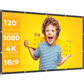 شاشة إسقاط الفيديو، شاشة عرض خارجية 121 بوصة 16: 9 4K HD قابلة للطي والنقل، تدعم الإسقاط الأمامي والخلفي لأفلام المسرح المنزلي والتخييم في الفناء الخلفي in Kuwait