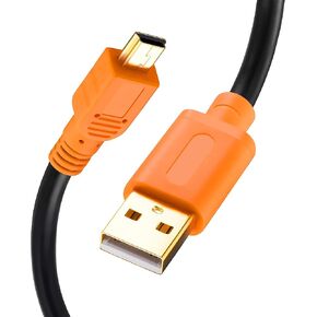 Tan QY Mini USB Cable 10Ft, USB 2.0 Type A to Mini B Cable Male Cord for GoPro Hero 3+, Hero HD, Cell Phones, MP3 Players, Digital Cameras etc (10Ft/3M, Orange) in Kuwait