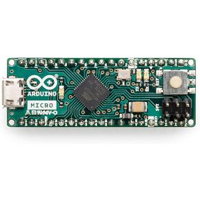Arduino Micro with Headers [A000053] - ATmega32U4 Microcontroller, 16MHz, 20 Digital I/O Pins, 7 PWM Outputs, USB HID Support, Compact Design for Embedded Projects, Compatible with Arduino IDE in Kuwait