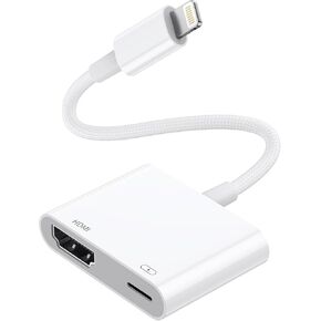 Lightning to HDMI Digital AV Adapter,[Apple MFi Certified] 1080P HDMI Sync Screen Digital Audio AV Converter with Charging Port for iPhone, iPad, iPod on HDTV/Projector/Monitor, Support All iOS in Kuwait