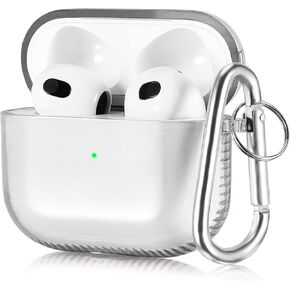 KOREDA Compatible with AirPods 3 2021 3rd Generation Case Cover, Soft Clear TPU Transparent Protective Shockproof Case Designed with Keychain for AirPod 3 Charging Case (Glitter Clear) in Kuwait