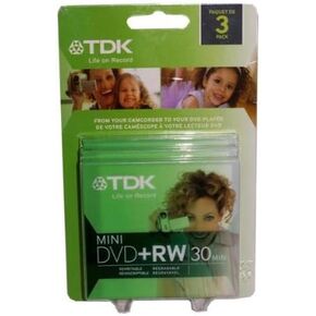 TDK 3 Pack Mini DVD+RW 30 Minute 1.4GB Discs with Case in Kuwait