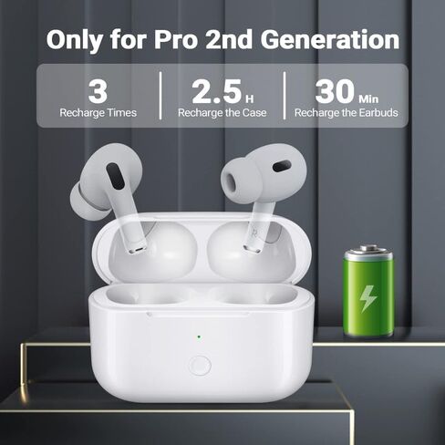 Wireless Charging Case Replacement Compatible with AirPod Pro, AirPods Pro Charging Case with Bluetooth Pairing Sync Button, White(Earbuds Not Included) in Saudi Arabia