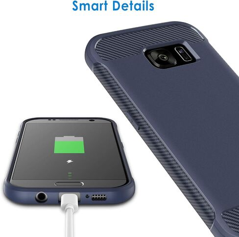JETech Slim Fit Case for Samsung Galaxy S7 5.1-Inch, Thin Phone Cover with Shock-Absorption and Carbon Fiber Design (Black) in Kuwait