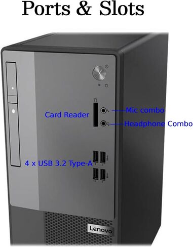 لينوفو كمبيوتر مكتبي V50t Gen2 بيزنس تاور بمعالج انتل كور i3-10100 وذاكرة RAM 16GB وSSD PCIe 512GB وDVD-RW وHDMI وRJ-45 ومنفذ عرض وكيبورد وماوس سلكي وويندوز 11 برو، اسود، بطاقة USB سنوبيل 32GB in Kuwait