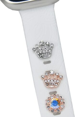 Watch Band Charms for Apple Watch Band Charms for Women, Decorative Rings Loops Compatible with Apple Silicone Bands 49mm 45mm 44mm 42mm 41mm 40mm 38mm iWatch Series 9 8 7 6 5 4 3 2 1 SE, Metal SmartWatch Band Charms Studs Accessories for Samsung Galaxy w in Saudi Arabia