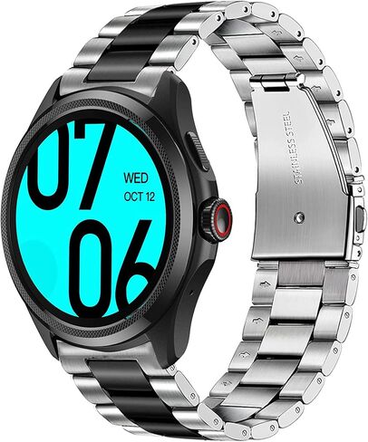 Lamshaw متوافق مع Ticwatch Pro 5 Band، أشرطة بديلة معدنية من الفولاذ المقاوم للصدأ سريعة الفك متوافقة مع Ticwatch Pro 5 Android Smartwatch in Kuwait