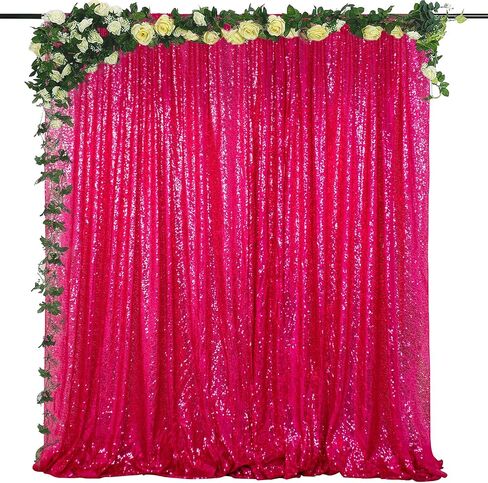 ShiDianYi 4FTX6FT-Fuchsia Pink-Sequin Photo Backdrop, Wedding Photo Booth,Photography Background (Fuchsia Pink) in Kuwait