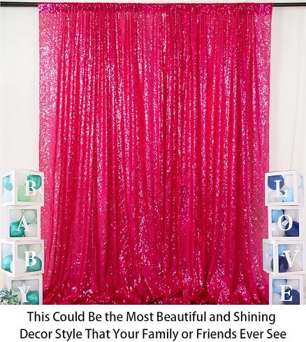ShiDianYi 4FTX6FT-Fuchsia Pink-Sequin Photo Backdrop, Wedding Photo Booth,Photography Background (Fuchsia Pink) in Kuwait