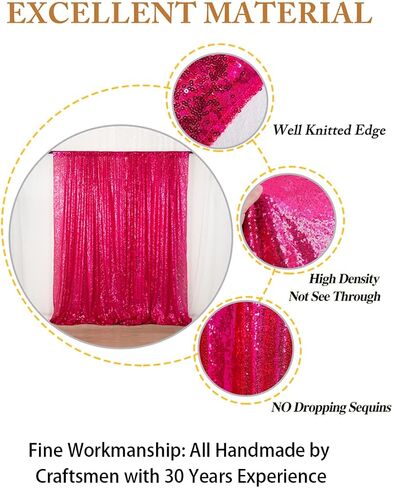 ShiDianYi 4FTX6FT-Fuchsia Pink-Sequin Photo Backdrop, Wedding Photo Booth,Photography Background (Fuchsia Pink) in Kuwait