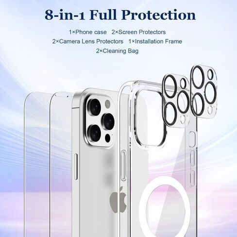 iPhone 12 Pro Max Case Cover Compatible with Magsafe, with 2X Screen Protector & 2X Camera Lens Protector, Hard PC & TPU Military Grade Shockproof for iPhone 12 Pro Max 6.7", Acorn Snail in Kuwait