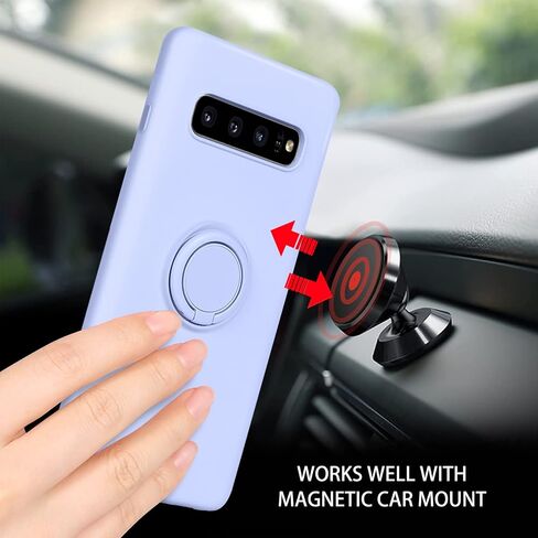 DUEDUE for Samsung Galaxy S10 Case, Liquid Silicone Slim Soft Gel Rubber Cover with Ring Kickstand Car Mount Function Shockproof Protective Anti Scratch Case for Samsung S10 6.1", Wine Red in Kuwait