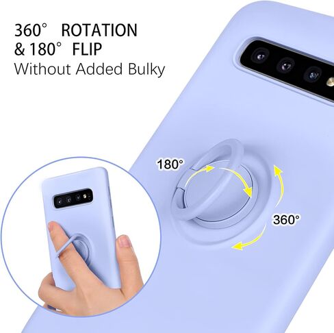 DUEDUE for Samsung Galaxy S10 Case, Liquid Silicone Slim Soft Gel Rubber Cover with Ring Kickstand Car Mount Function Shockproof Protective Anti Scratch Case for Samsung S10 6.1", Wine Red in Kuwait