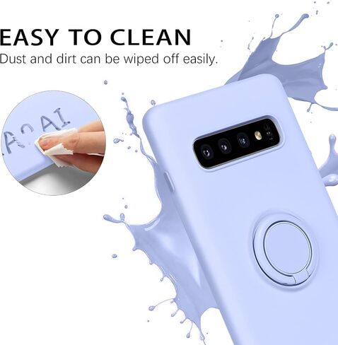DUEDUE for Samsung Galaxy S10 Case, Liquid Silicone Slim Soft Gel Rubber Cover with Ring Kickstand Car Mount Function Shockproof Protective Anti Scratch Case for Samsung S10 6.1", Wine Red in Kuwait