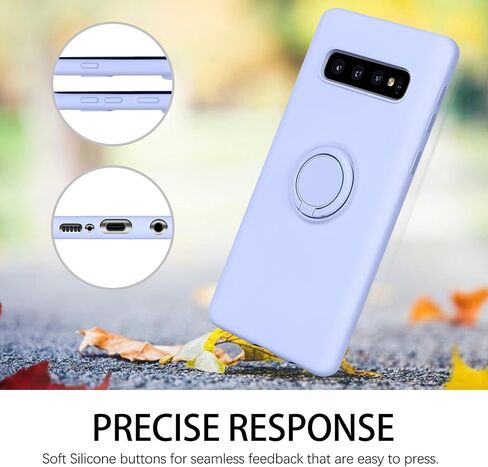DUEDUE for Samsung Galaxy S10 Case, Liquid Silicone Slim Soft Gel Rubber Cover with Ring Kickstand Car Mount Function Shockproof Protective Anti Scratch Case for Samsung S10 6.1", Wine Red in Kuwait