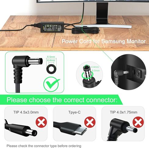 شاحن تلفزيون بسلك طاقة 19 فولت لسامسونج 32 بوصة فئة UN32J400 UN32J5003AF UN32J4000AF UN32J400DAF UN32J400DAFXZA J5003 J5205 وال جي الكترونيكس 19 انش 20 انش 22 انش 58.4 محول تيار متردد لشاشة تلفزيون HD in Kuwait