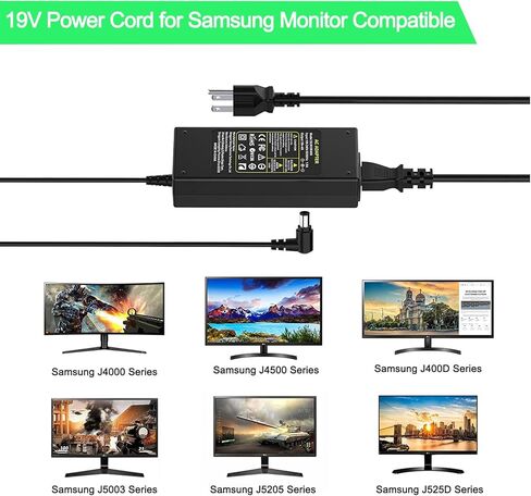 شاحن تلفزيون بسلك طاقة 19 فولت لسامسونج 32 بوصة فئة UN32J400 UN32J5003AF UN32J4000AF UN32J400DAF UN32J400DAFXZA J5003 J5205 وال جي الكترونيكس 19 انش 20 انش 22 انش 58.4 محول تيار متردد لشاشة تلفزيون HD in Kuwait