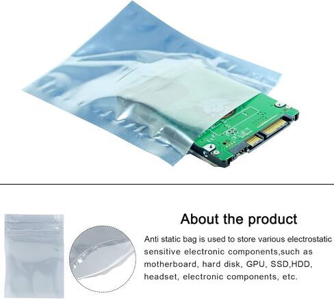 Rebower Anti Static Bags ESD Shielding Bags Resealable, [for Electronic Device GPU Hard Drive SSD HDD Motherboard] - 2.5x3.5inch/25pcs in Saudi Arabia