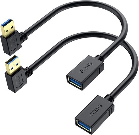 كيبل تمديد USB بزاوية قائمة من في سي زد اتش اس، كيبل وصلة USB 3.0 قصير بطول 1 قدم بزاوية قائمة 90 درجة USB 3.0 ذكر الى انثى بزاوية يسرى ويمنى واحد لكل منهما in Kuwait