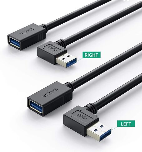 كيبل تمديد USB بزاوية قائمة من في سي زد اتش اس، كيبل وصلة USB 3.0 قصير بطول 1 قدم بزاوية قائمة 90 درجة USB 3.0 ذكر الى انثى بزاوية يسرى ويمنى واحد لكل منهما in Kuwait