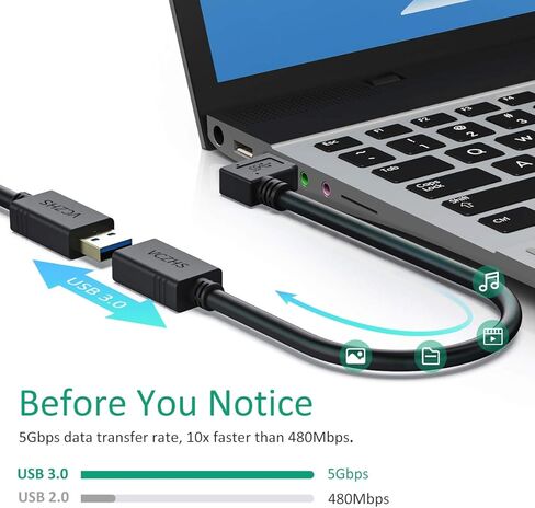 كيبل تمديد USB بزاوية قائمة من في سي زد اتش اس، كيبل وصلة USB 3.0 قصير بطول 1 قدم بزاوية قائمة 90 درجة USB 3.0 ذكر الى انثى بزاوية يسرى ويمنى واحد لكل منهما in Kuwait
