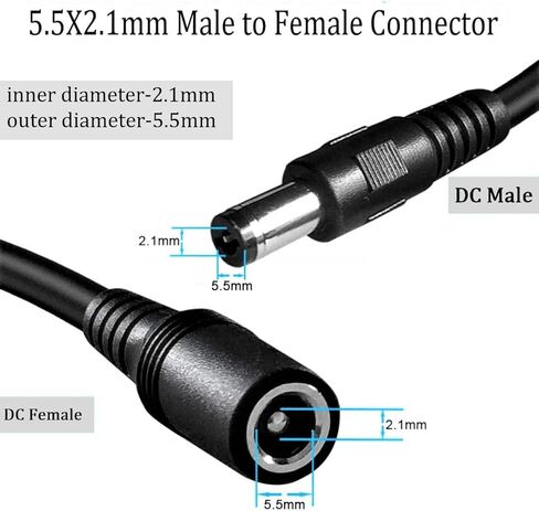 2 Pack SMAVCO 11ft Extra Long Cable Male to Female Connector for Hunter Douglas PowerView 2002000036 2989048000 Amigo 7806000000 - Female Connector: 2.1mm x 5.5mm Jack (Check Before Purchase) in Kuwait