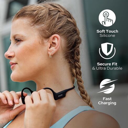 سماعات أذن مفتوحة من ستاتيك أكتيف تعمل بتقنية البلوتوث - سماعات أذن مفتوحة مع ميكروفون مدمج - مقاومة للماء والعرق - سماعات لاسلكية رائعة للجري والتدريبات in Kuwait