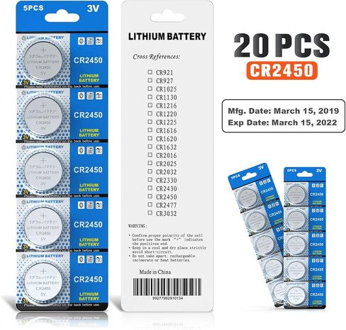 GutAlkaLi CR2450 3V Lithium Battery - 20 Pack of High-Performance CR2450 Batteries for Your Devices in Kuwait