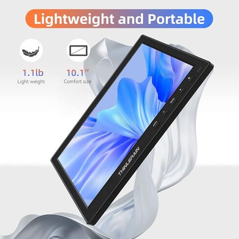 ثينليرين شاشة كمبيوتر صغيرة مقاس 10.1 انش مع لوحة IPS وشاشة LED 1366x768 تدعم مدخل HDMI VGA للكمبيوتر واللابتوب والمطبخ ومكبر صوت مدمج in Kuwait