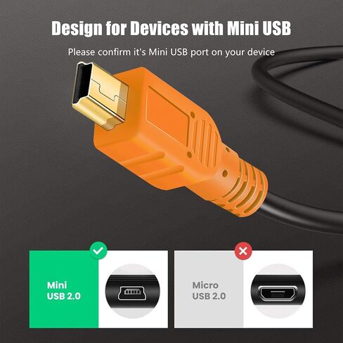 Tan QY Mini USB Cable 10Ft, USB 2.0 Type A to Mini B Cable Male Cord for GoPro Hero 3+, Hero HD, Cell Phones, MP3 Players, Digital Cameras etc (10Ft/3M, Orange) in Saudi Arabia