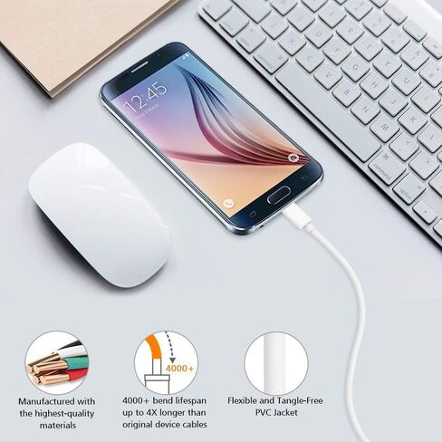 Micro USB Charger Cable, 15 Ft Durable Extra Long USB 2.0 Charge Cord, High Charging Speed for Android，Windows Smartphones，Samsung，HTC，Motorola，LG，Tablet and More，White in Saudi Arabia