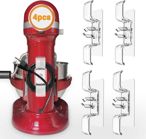 منظم اسلاك للاجهزة المطبخ: 4 قطع من حامل الاسلاك الملفوفة بشكل مرتب، غلاف الاسلاك اللاصقة، حامل كيبل لخلاط مساعدات المطبخ، عصا وتر الاجهزة على حامل الاسلاك in Kuwait